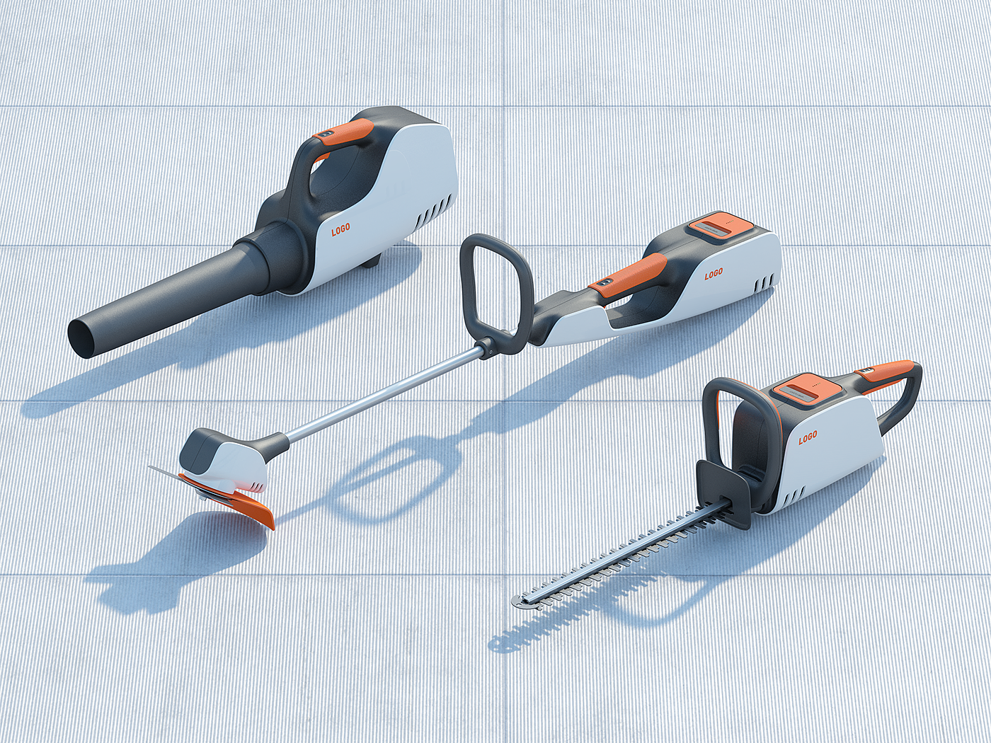 Hand drawn，Render，Shell shell，Battery power，Lawn tools family suit，